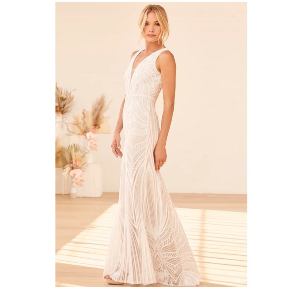 Lulus Splendorous Love white and Beige Sequin Maxi - Picture 3 of 8